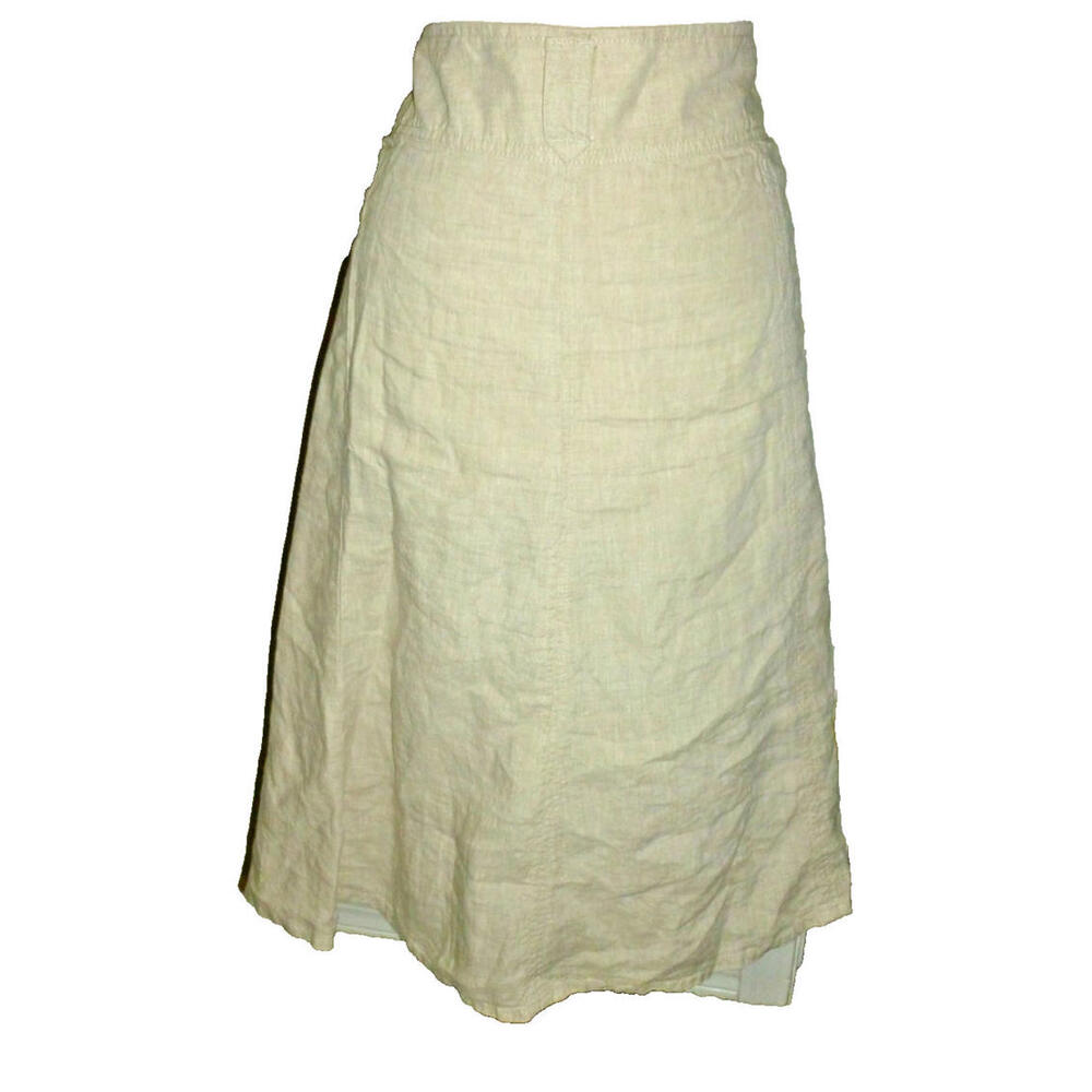 CANDA Linen Collection 100% LINEN A-LINE BEIGE Skirt 43x28" Long sz 48